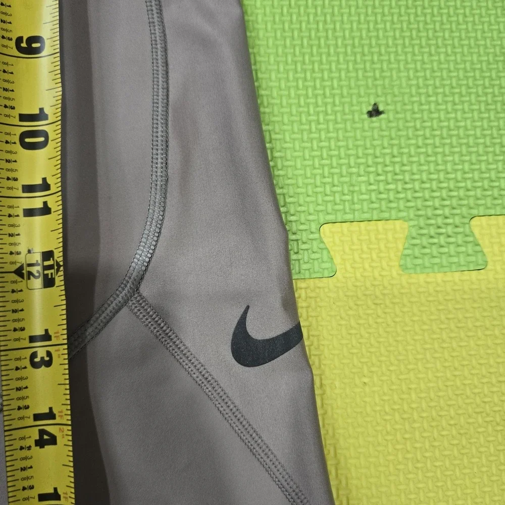 Nike Women's S Dri-FIT‎ Running Leggings Beige Gray Zipper Pockets Ankle Zip